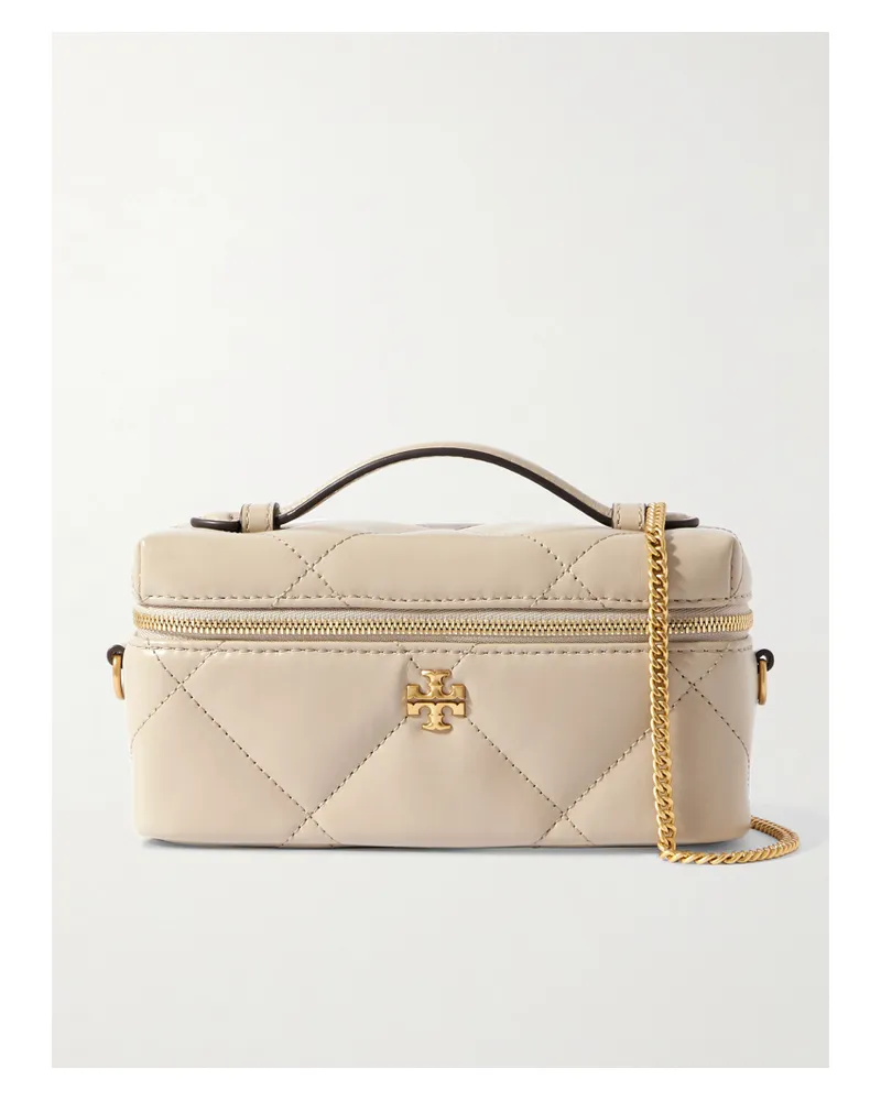 Tory Burch Kira Diamond Quilted Leather Shoulder Bag - Gray Gray