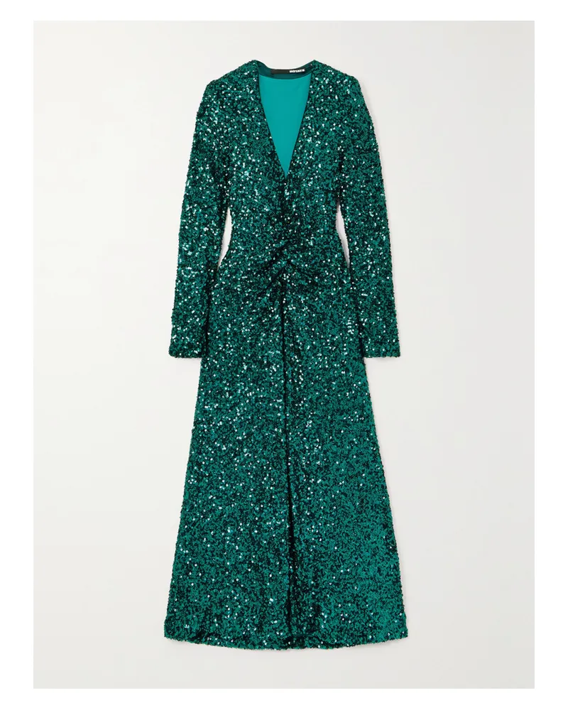 ROTATE Birger Christensen Sierra Midikleid Aus Recyceltem Stretch-tüll Mit Pailletten - Grün Grün