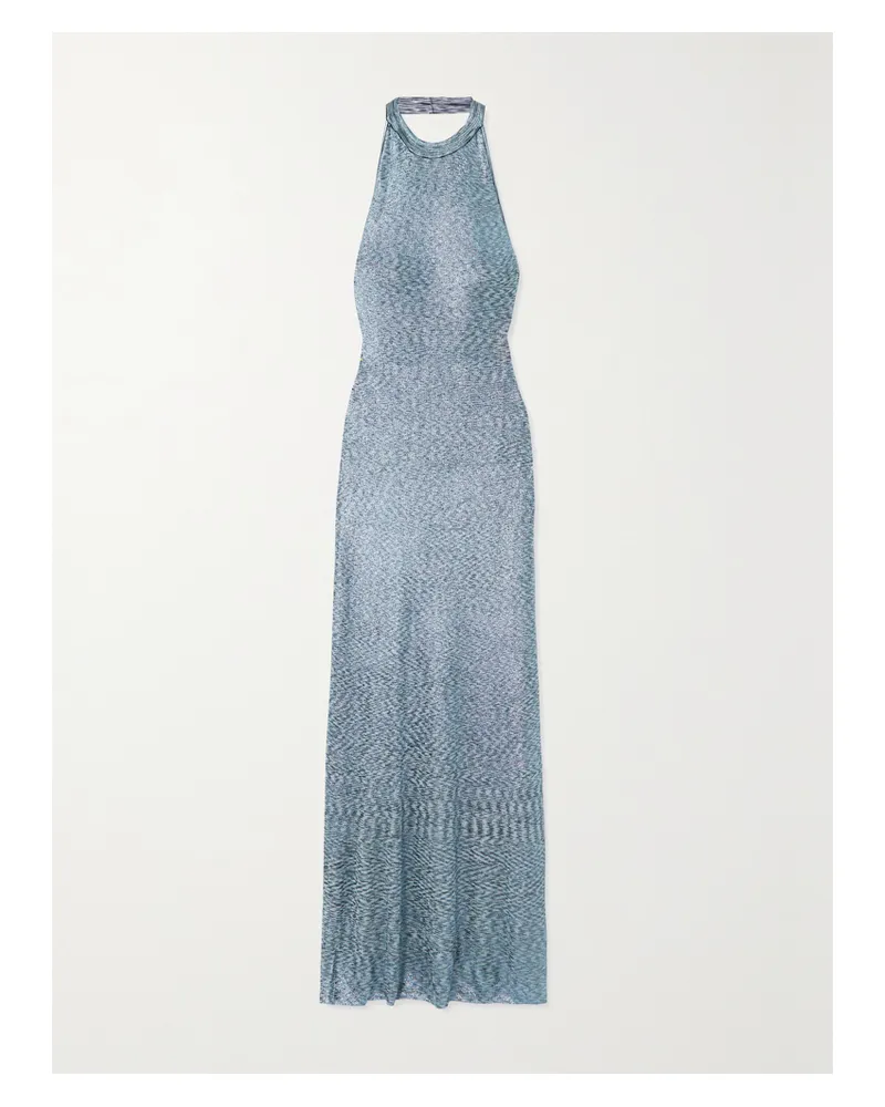 Missoni Neckholder-maxikleid Aus Metallic-strick - Weiß Weiß