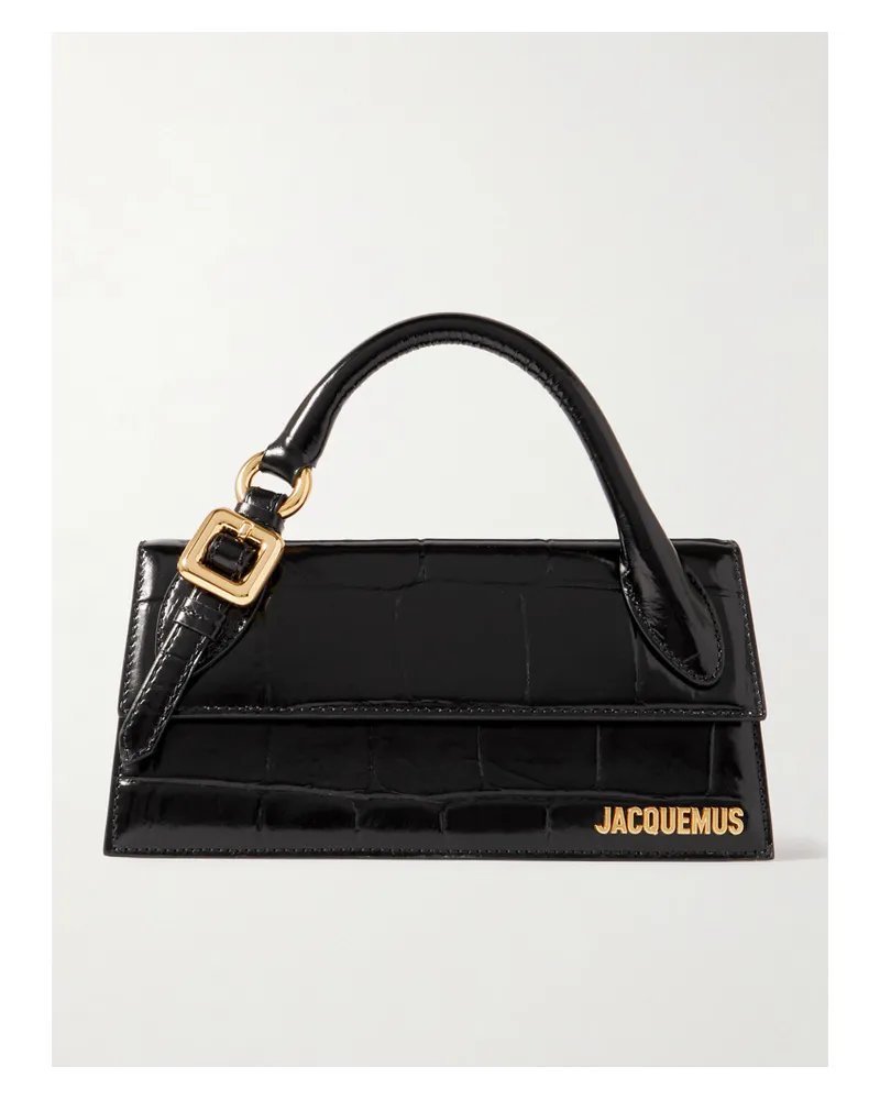 Jacquemus Le Chiquito Long Tote aus Lackleder Schwarz