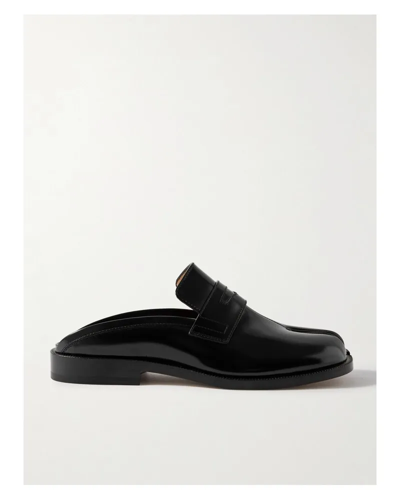 Maison Margiela Tabi Slippers Mit Geteilter Kappe Aus Glanzleder - Schwarz Schwarz