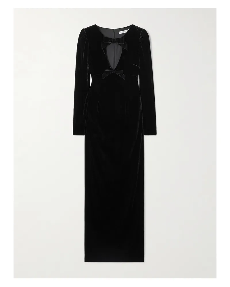 Alessandra Rich Cutout Bow-embellished Velvet Gown - Black Black