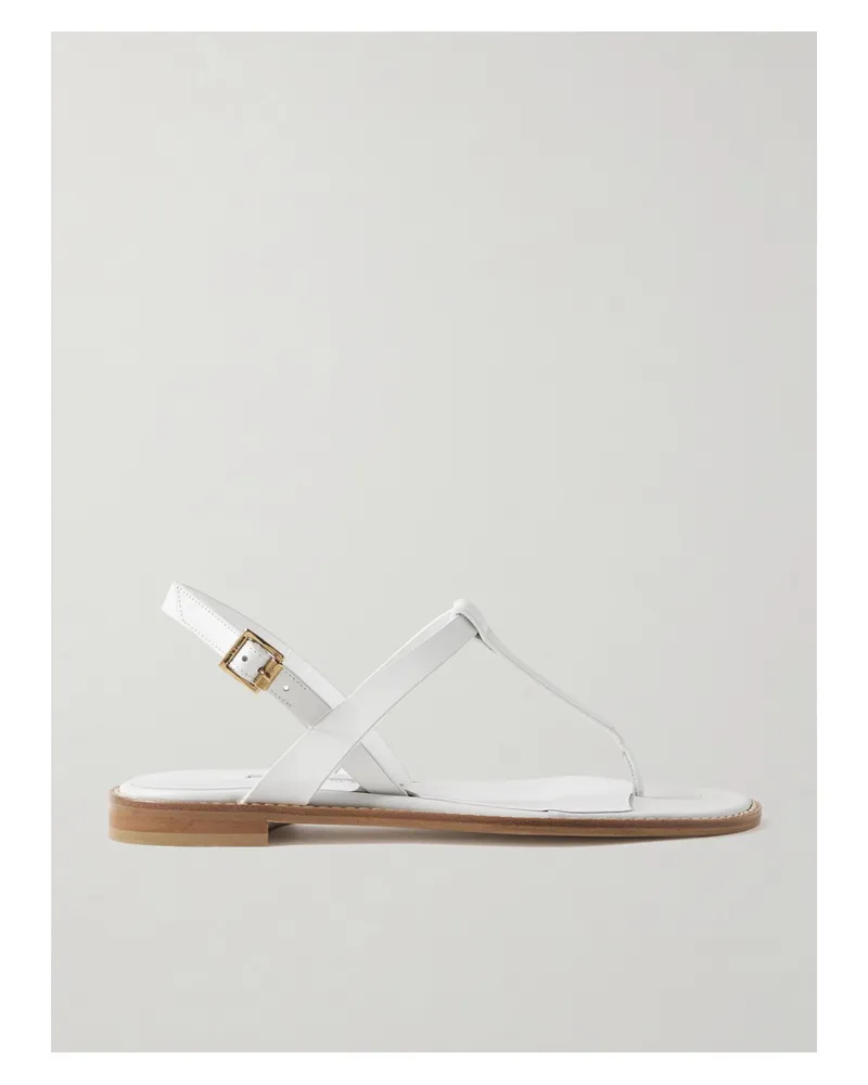 Manolo Blahnik Hata Leather Slingback Sandals - White White