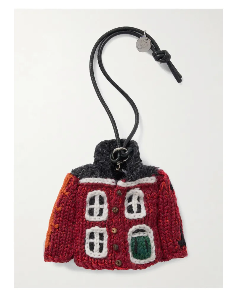 J.W.Anderson House Cardigan Taschenanhänger Aus Gehäkelter Baumwolle Und Leder - Mehrfarbig Mehrfarbig