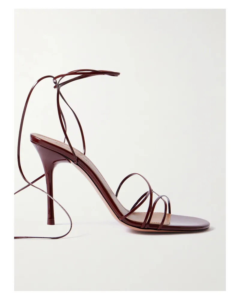 Amina Muaddi Lori Patent-leather Sandals - Burgundy Burgundy