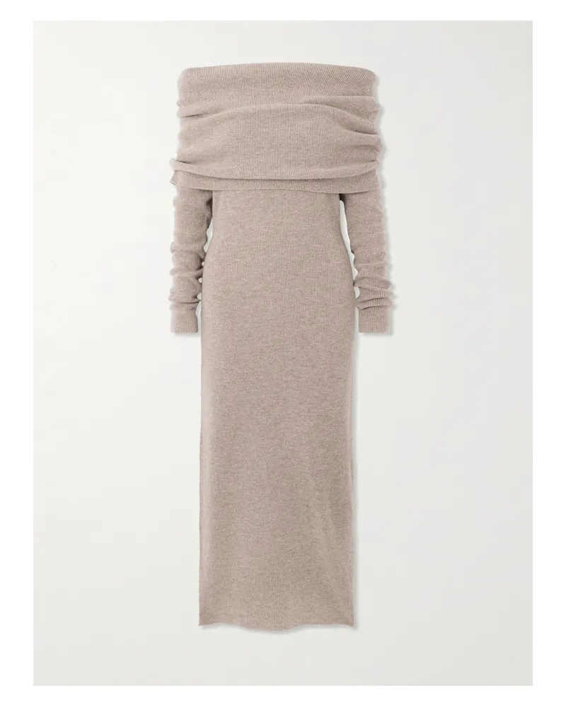 Cult Gaia Carline Off-the-shoulder Wool And Cashmere-blend Midi Dress - Brown Brown