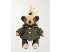 Gold-tone Shell And Cashmere Keychain - Green