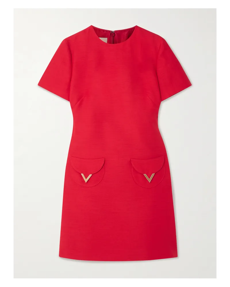 Valentino Garavani Embellished Wool And Silk-blend Dupioni Mini Dress - Red Red