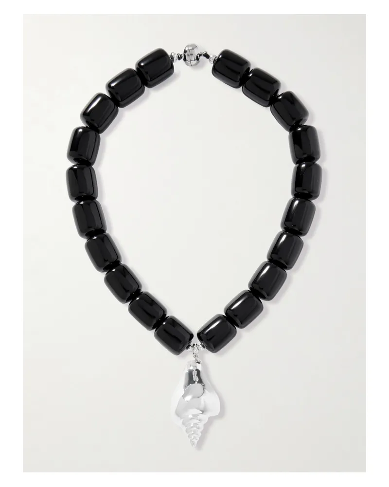 JULIETTA Ponza Silver-plated Resin Necklace - Black Black