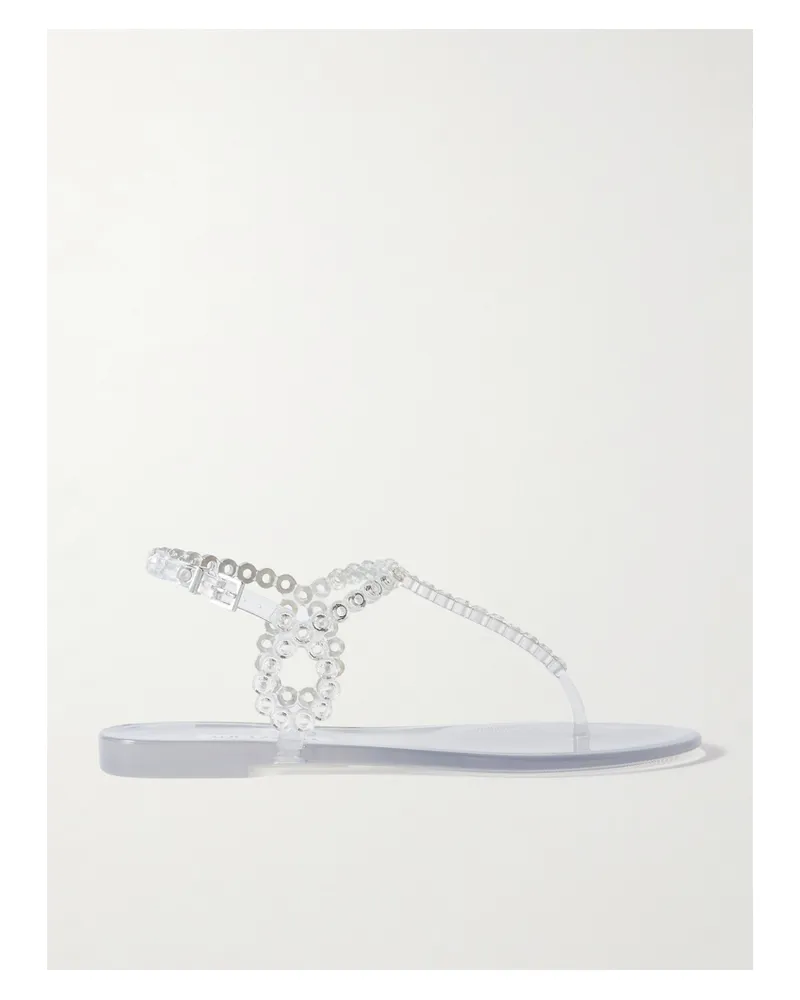 Aquazzura Almost Bare Crystal-embellished Pvc Sandals - Neutrals Neutrals