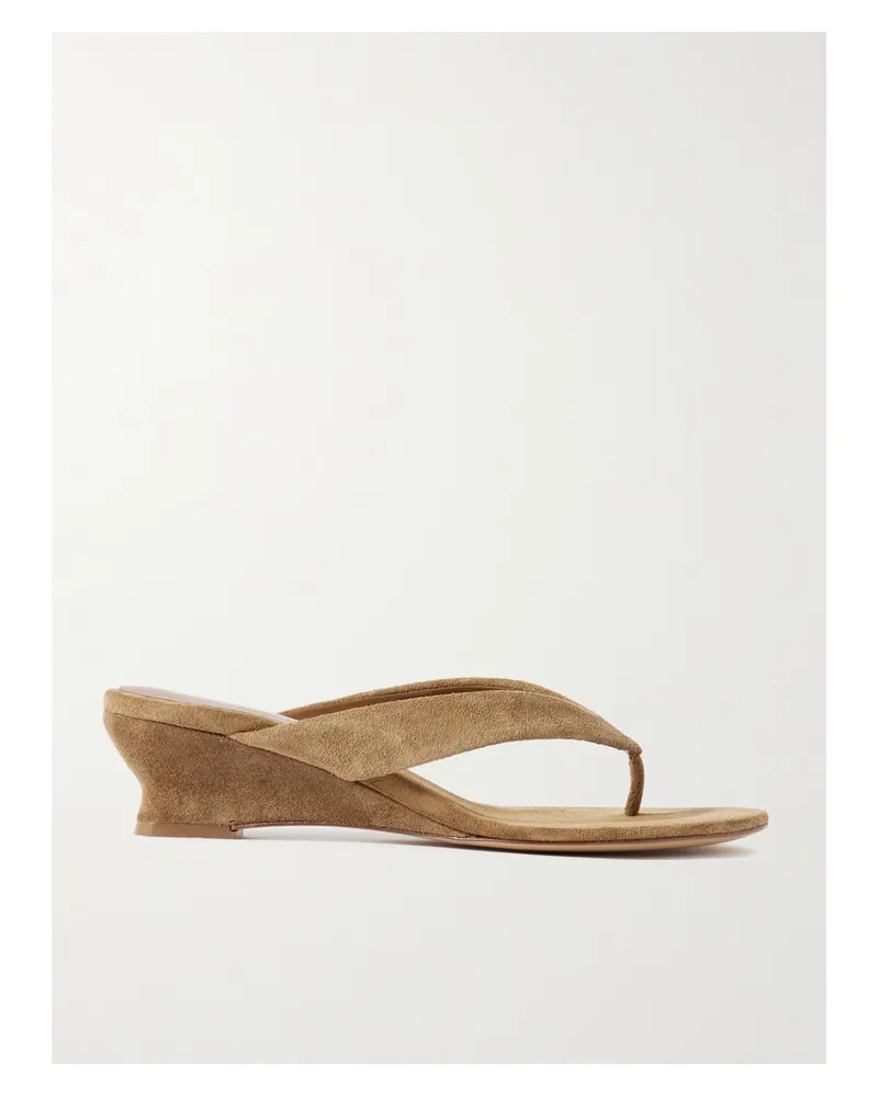 Le Monde Béryl Zehensandalen Aus Veloursleder Mit Keilabsatz - Braun Braun