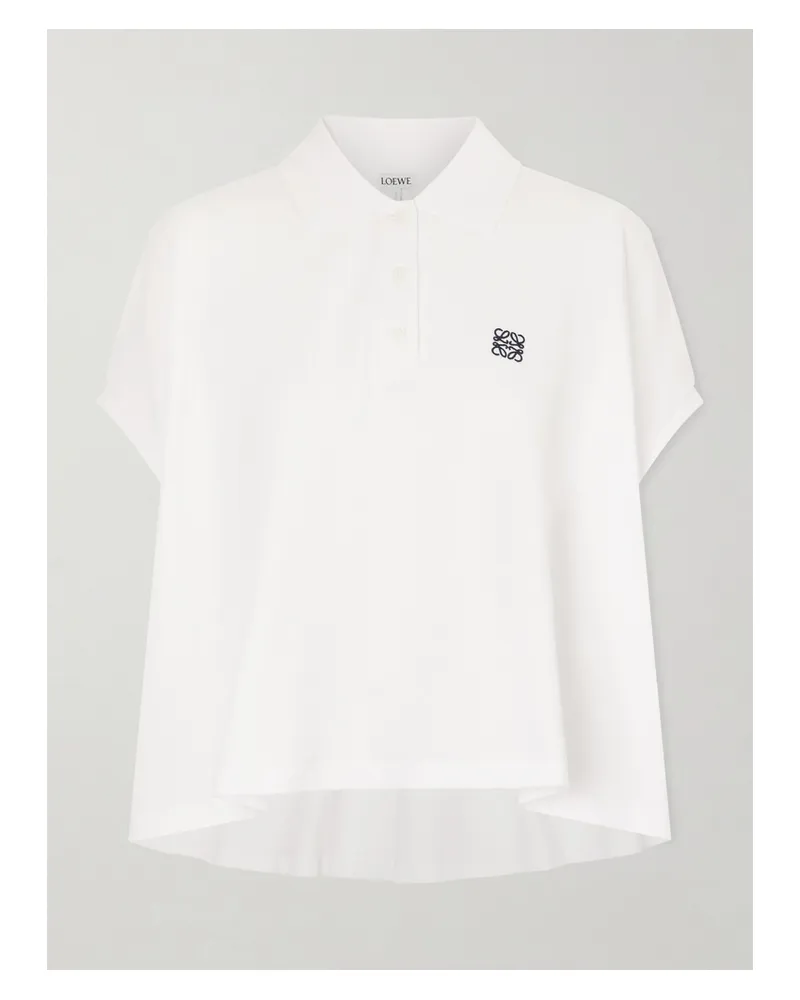 Loewe Polohemd Aus Baumwoll-piqué Mit Stickerei - Weiß Weiß
