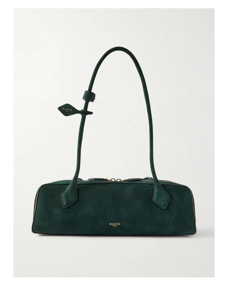 Alaïa Le Teckel Mittelgroße Schultertasche Aus Nubukleder - Grün Grün