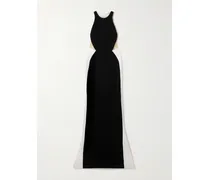 Miracle Organza-trimmed Two-tone Crepe Gown - Black