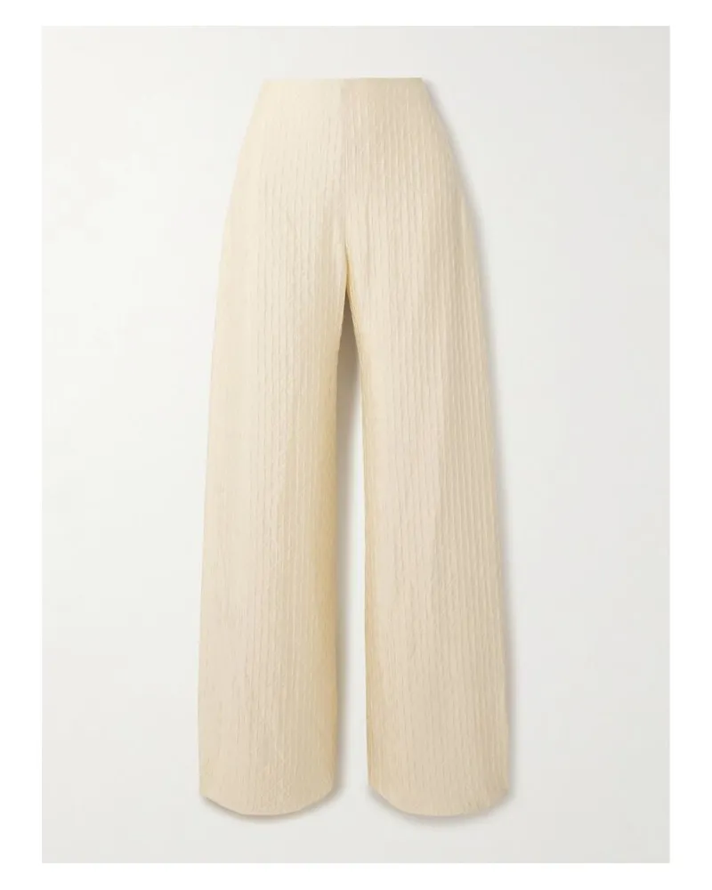 Loro Piana Dresden Hose Mit Weitem Bein Aus Seiden-cloqué - Elfenbein Elfenbein