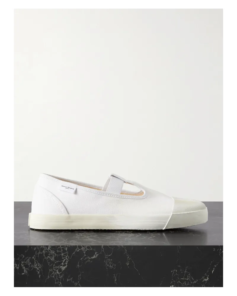 Maison Margiela Tabi On The Deck Sneakers aus Canvas in Distressed-optik Weiß