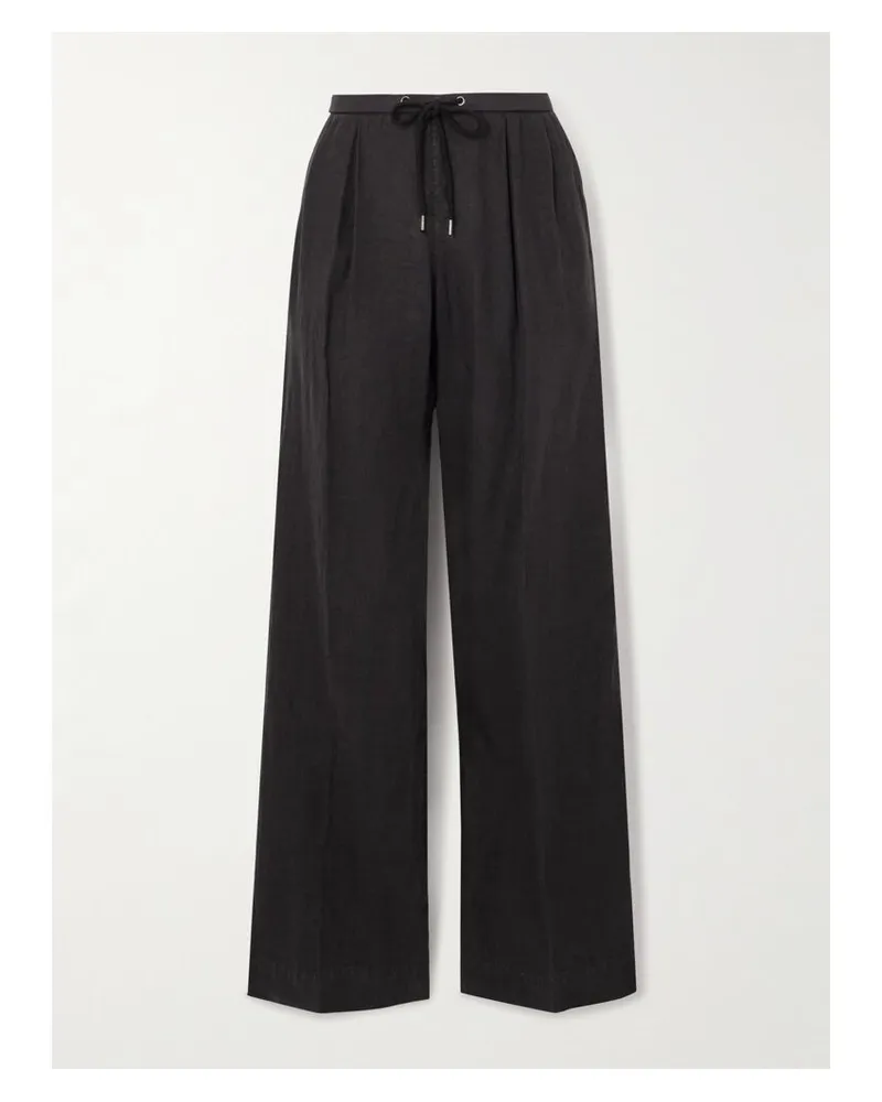James Perse Hose Mit Weitem Bein Aus Leinen Mit Falten - Schwarz Schwarz