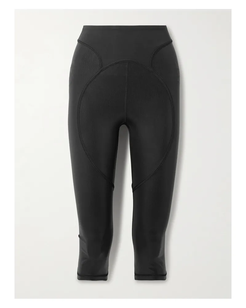 adidas Verkürzte Leggings Aus Recyceltem Metallic-material In Patchwork-optik - Schwarz Schwarz