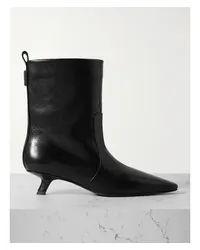 Brunello Cucinelli Ankle Boots aus Leder mit Zierperlen Schwarz