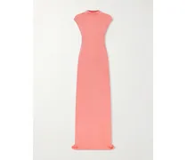 Open-back Asymmetric Knotted Crepe-jersey Maxi Dress - Orange