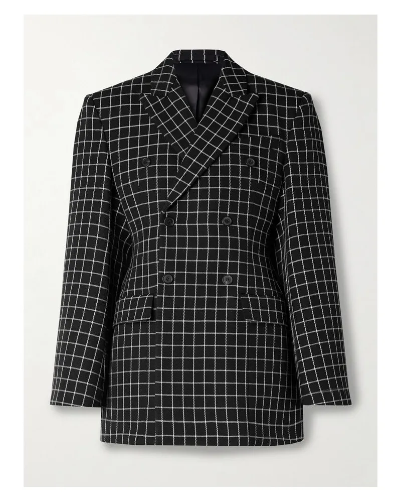 WARDROBE.NYC Doppelreihiger Blazer Aus Kariertem Woll-twill - Schwarz Schwarz