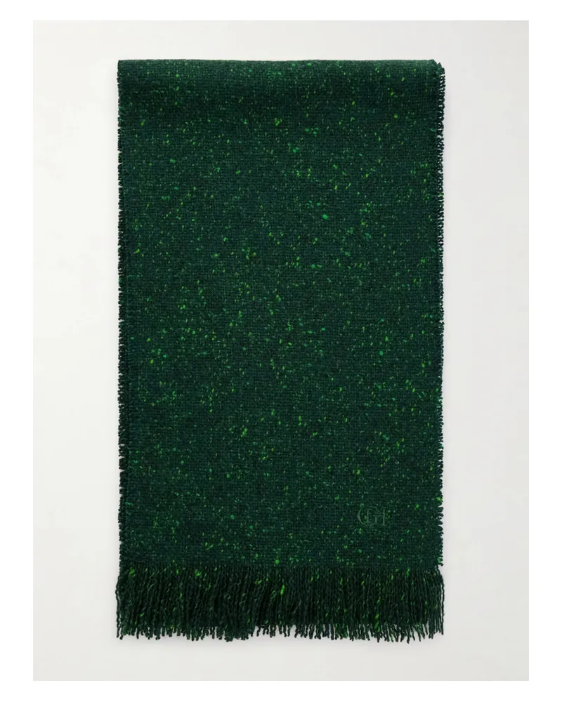 Gabriela Hearst Illumina Fringed Wool And Cashmere-blend Scarf - Green Green