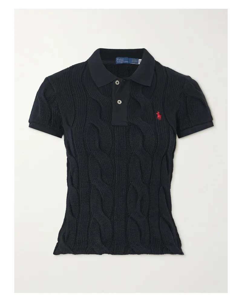Ralph Lauren Polohemd Aus Baumwolle In Zopfstrick Mit Stickerei - Schwarz Schwarz