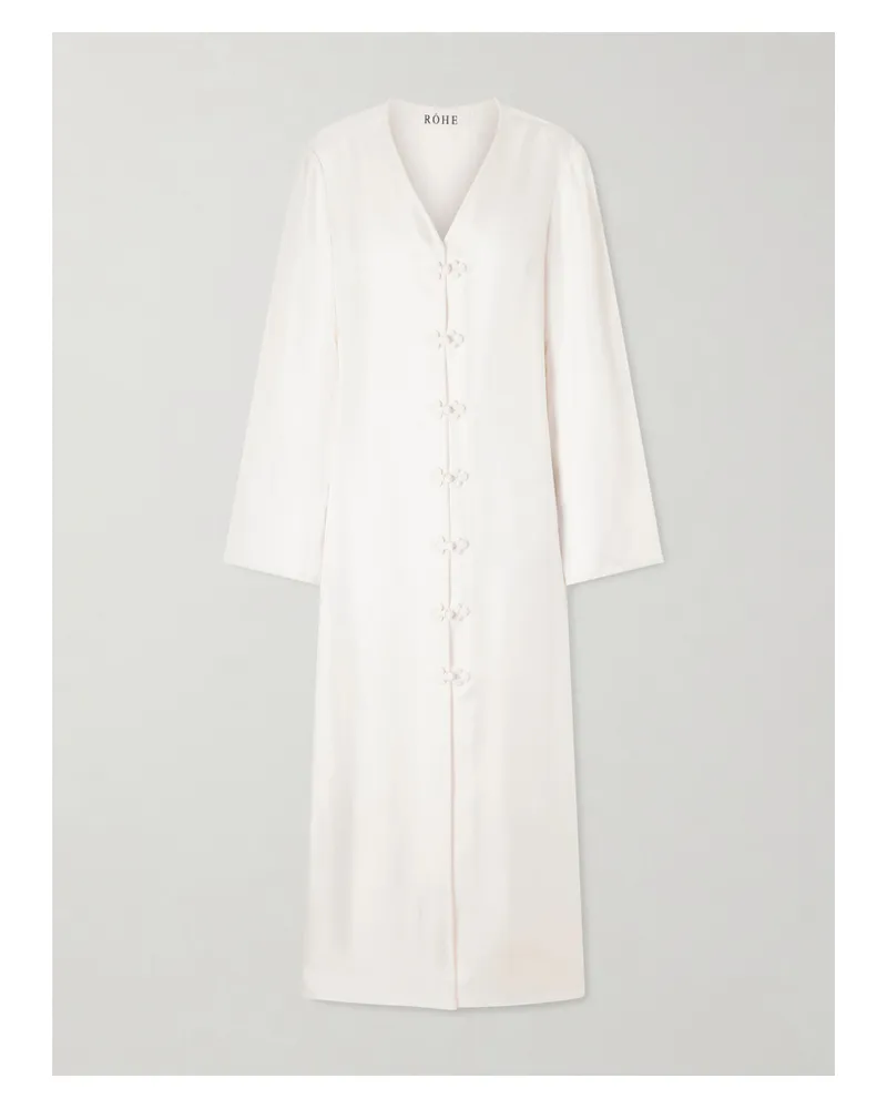 Róhe Mandarin Silk-satin Maxi Dress - White White