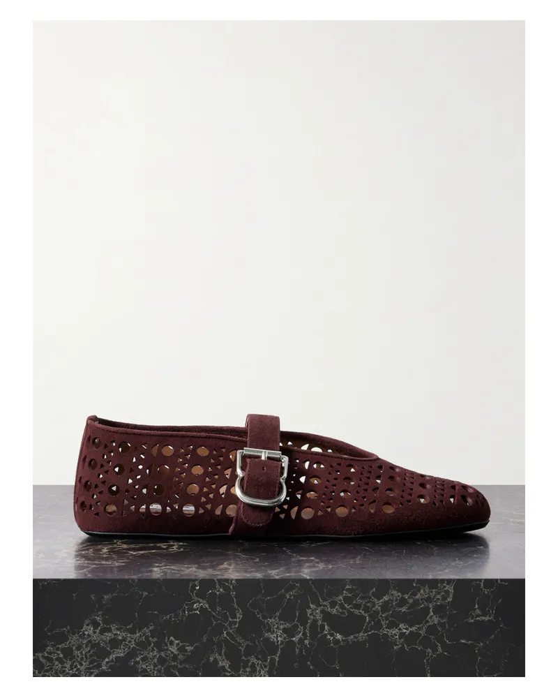 Alaïa Laser-cut Suede Ballet Flats - Burgundy Burgundy
