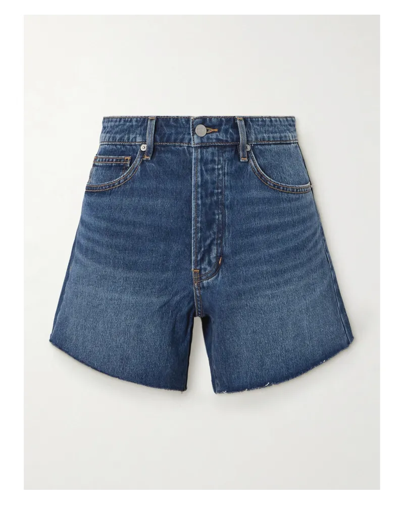 Veronica Beard Ellis Jeansshorts mit Fransen Blau