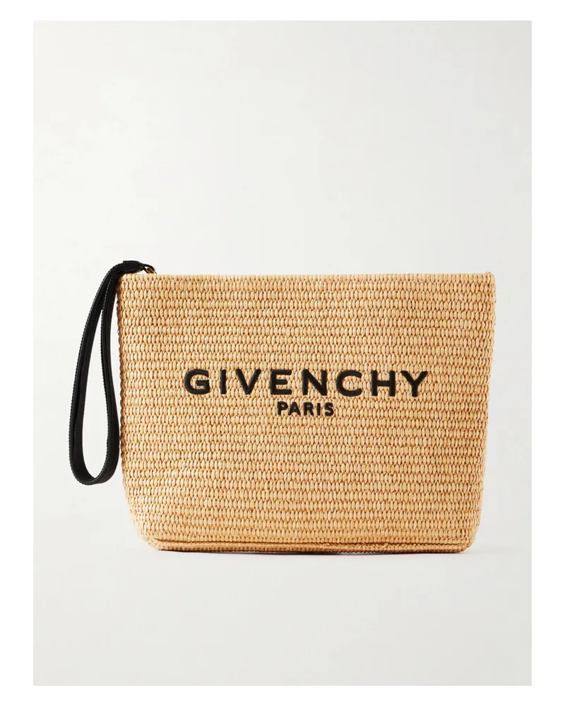Givenchy Logo Raffia Clutch - Neutrals Neutrals