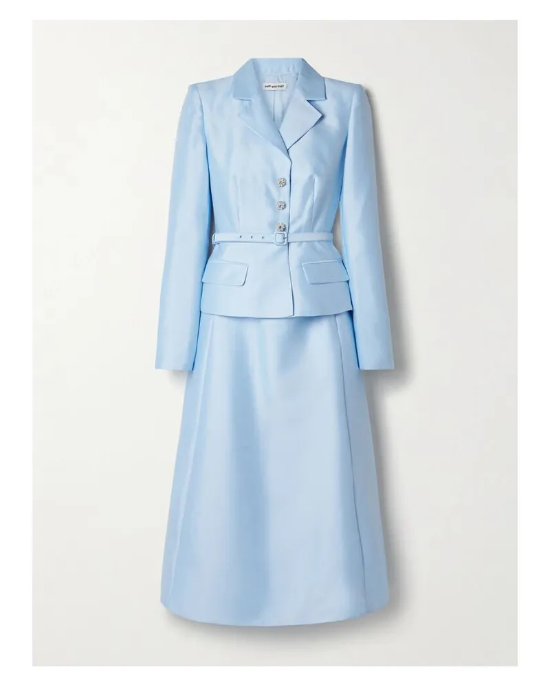 Self-Portrait Mehrlagiges Midikleid Aus Taft Mit Kristallen - Blau Blau