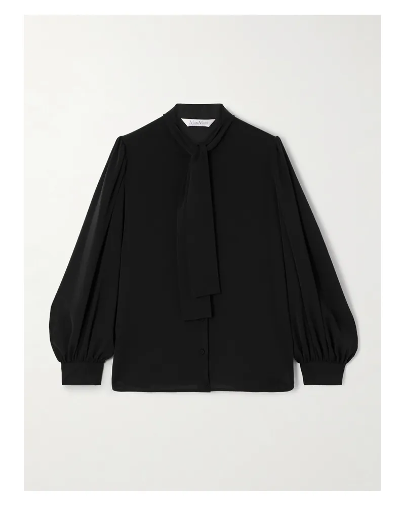 Max Mara Melania Schluppenbluse Aus Seiden-crêpe - Schwarz Schwarz