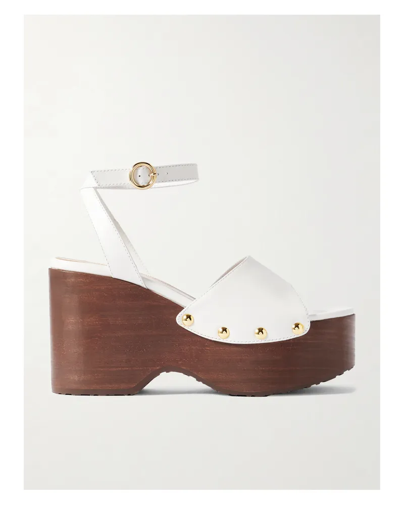Gianvito Rossi 110 Studded Leather Platform Sandals - White White