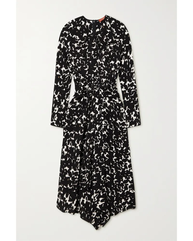 Altuzarra Adikia Asymmetrisches Midikleid Aus Crêpe Mit Print Und Twist-detail - Schwarz Schwarz