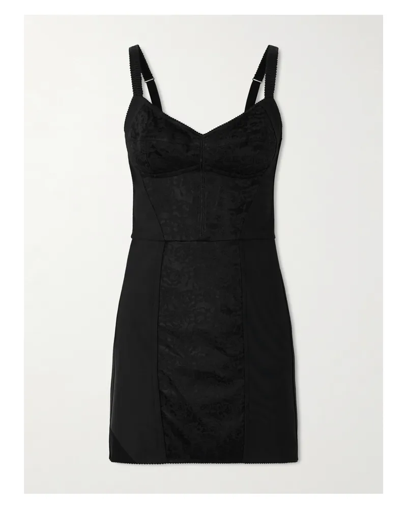 Dolce & Gabbana Minikleid Aus Jersey Und Spitze - Schwarz Schwarz
