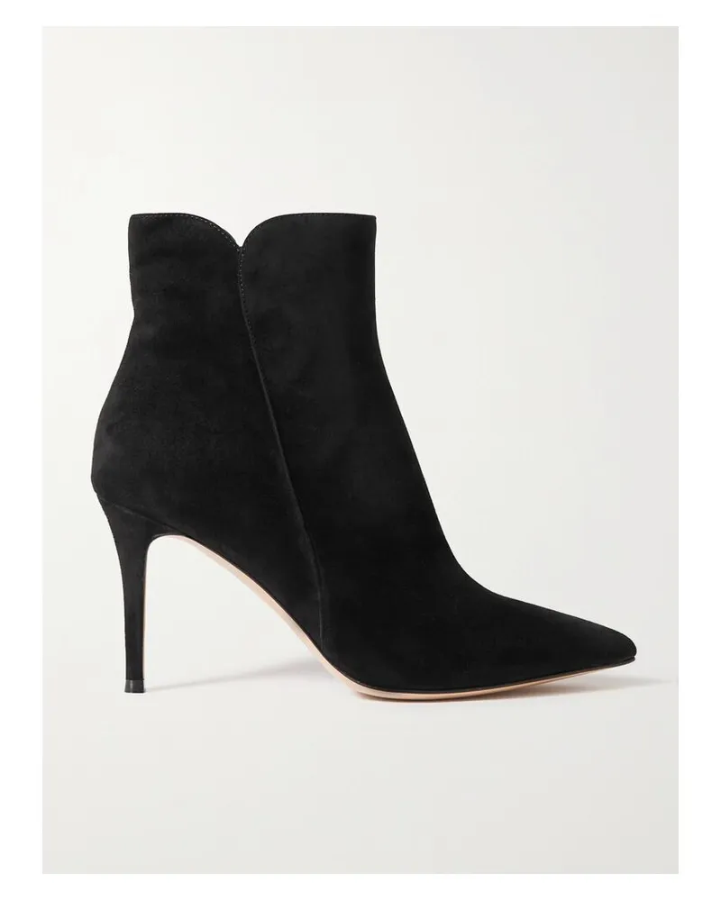 Gianvito Rossi Levy 85 Ankle Boots Aus Veloursleder - Schwarz Schwarz
