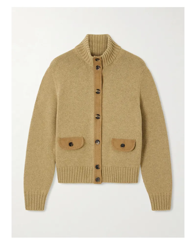Loro Piana Parksville Cardigan Aus Kaschmir Mit Velourslederbesätzen - Braun Braun