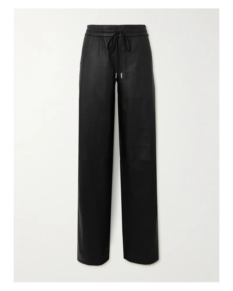 SPRWMN Jogginghose Mit Geradem Bein Aus Leder Mit Streifen - Schwarz Schwarz