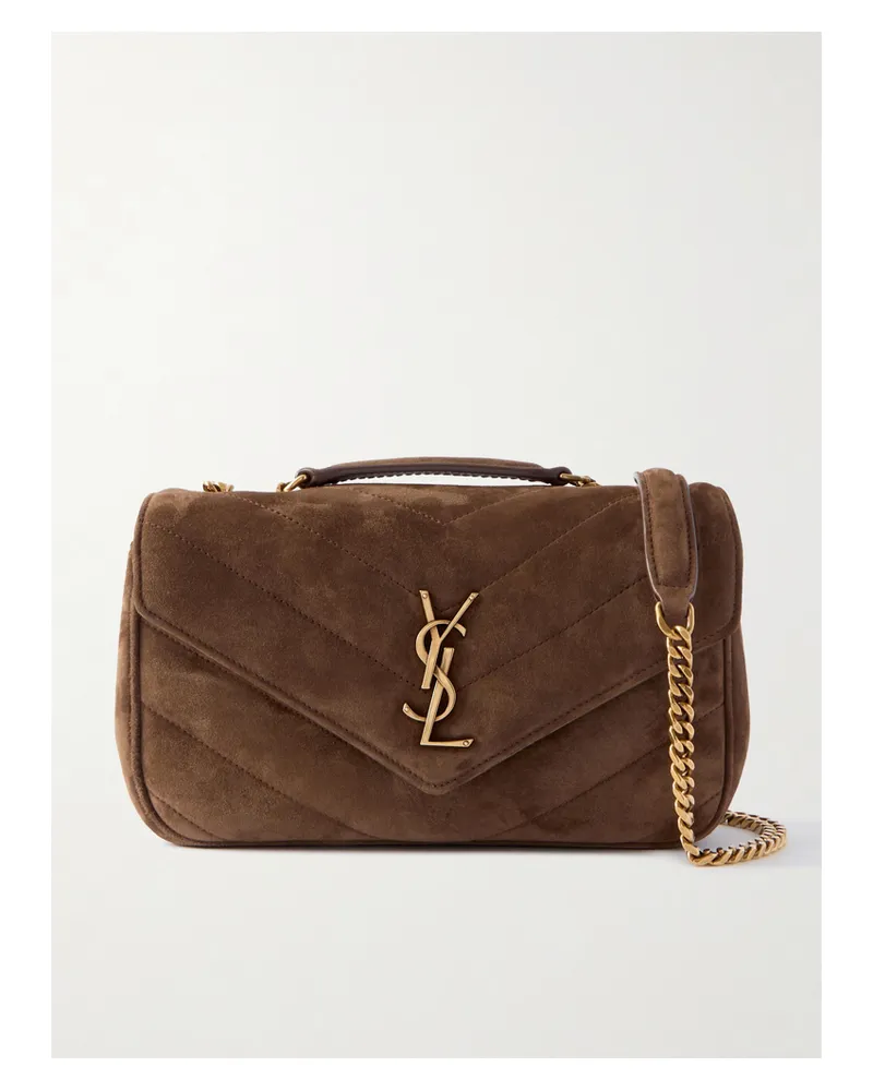 Saint Laurent Loulou Quilted Suede Shoulder Bag - Brown Brown