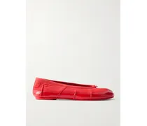 Tabi Ballerina Split-toe Leather Flats - Red
