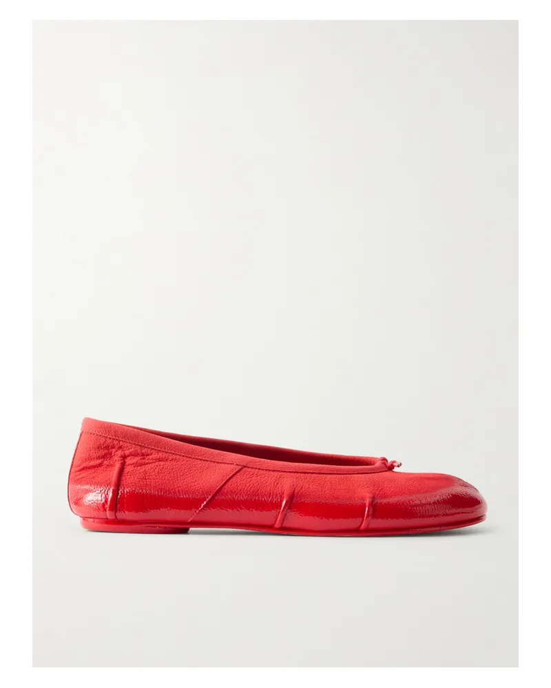 Maison Margiela Tabi Ballerina Split-toe Leather Flats - Red Red