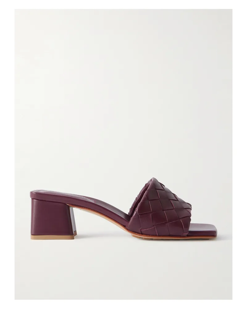 Bottega Veneta Riva Intrecciato Leather Mules - Red Red