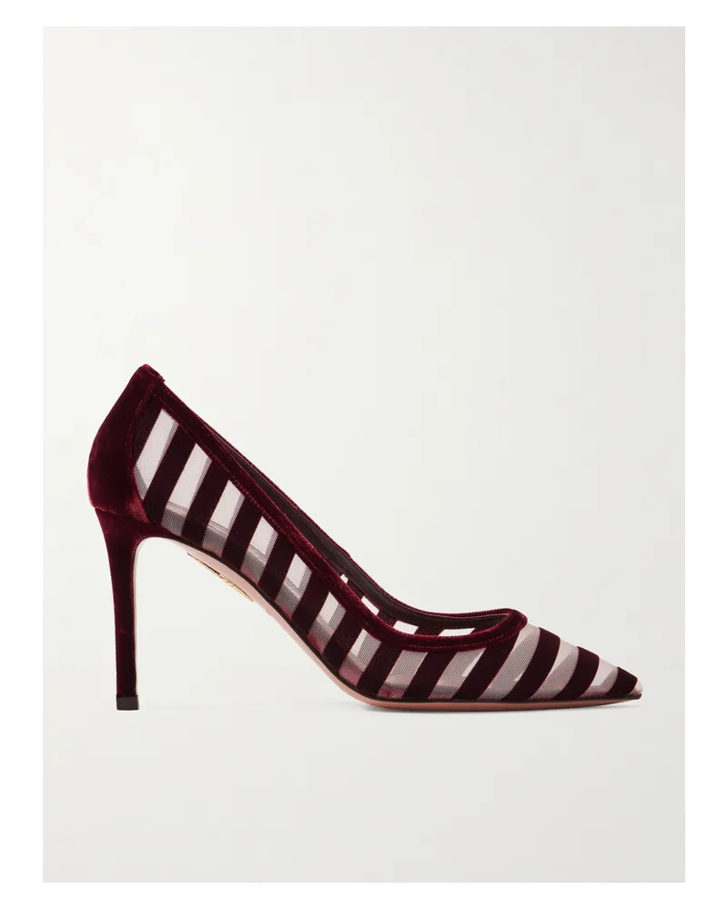 Aquazzura 85 Pumps Aus Mesh Und Samt - Rot Rot