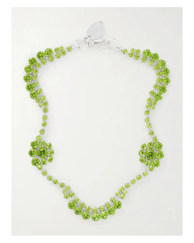 Simone Rocha Scalloped Sepal Silberfarbene Kette Mit Kristallen - Grün Grün