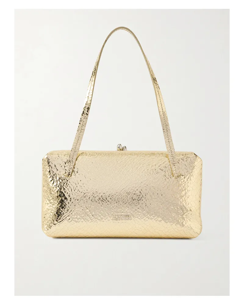 Jil Sander Goji Pillow Small Crinkled Metallic Leather Shoulder Bag - Gold Gold