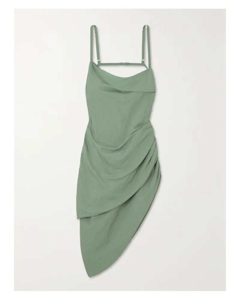 Jacquemus Saudade Asymmetrisches Minikleid Aus Webstoff Mit Raffungen - Grün Grün