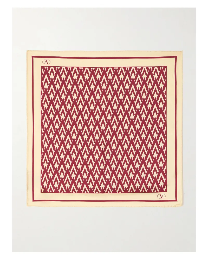 Valentino Garavani Toute La V Tuch Aus Bedrucktem Seiden-twill - Rot Rot