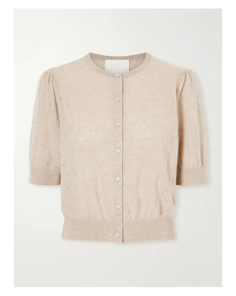 Citizens of humanity Raina Pointelle-knit Wool And Cashmere-blend Cardigan - Brown Brown