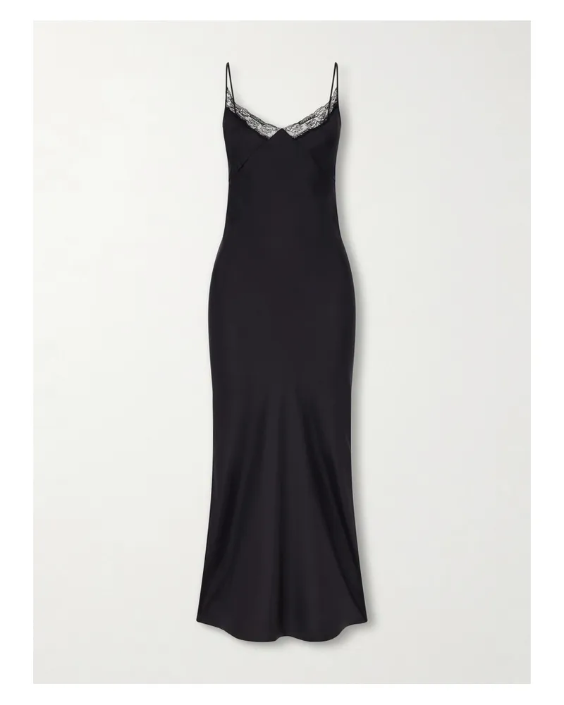 The Row Barina Lace-trimmed Silk-twill Midi Dress - Black Black